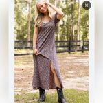 Natural Life Juliette Short Sleeve Midi Maxi Ditsy Floral Dress Gray Large Photo 1