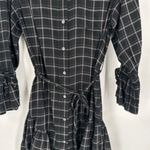Rebecca Taylor La Vie Gingham Plaid Shirt Dress Button Down Black Ruffle Size XS Photo 5