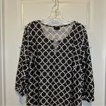 Tacera  Black/White Print Scoop Neck 3/4 Sleeve Blouse 2X Photo 7