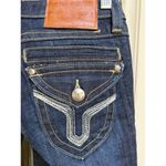 Vigoss Studios The Ritz Flare Blue Denim Boho Embroidered Flare Jeans Size 00/24 Photo 5
