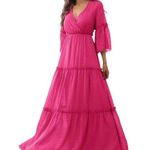 Faeriesty Swiss Dot Surplice Neck Flounce Sleeve Ruffle Hem Dress Photo 0