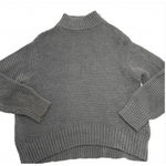 Parker Sweater Womens Medium Gray Chunky Knit Mock Neck Ribbed Photo 1