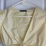 Double Crazy Pastel Yellow Cropped Puff Sleeve Top Photo 1