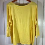 Talbots Woman Yellow Pima Cotton 3/4 Sleeve Boat Neck Tee Top Plus Size 2X HOLES Photo 0