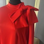 Women’s Red Long Sleeve Midi Dress with Bow Detail Size XL Photo 1