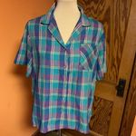 Vtg 70s Colorful Plaid Button Down Shirt Size L Photo 4