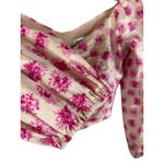 ZARA Pink Floral Off The Shoulder Ruched Bardot Top Size Medium Photo 5