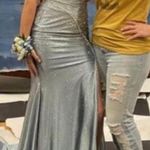 Sherri Hill Silver Prom Dress Photo 2