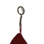 Handmade VTG Seed Bead & Sequin Deep Red Lips Coin Purse Key Ring Photo 3
