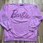 Barbie Pink Glitter Logo Sweatshirt Women’s Medium | Cozy Retro Crewneck Photo 0