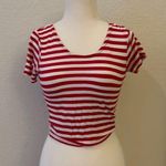 Cotton On Red and White Striped Cropped T Shirt Photo 0