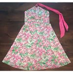 Lilly Pulitzer  Silk Vintage Label Halter Dress Floral Pink Cottagecore Women‎ 8 Photo 2