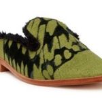 Free People  Butterfly Effect Faux Fur Mule Size 37 Green Slip On Flat Loafer New Photo 0