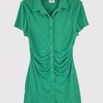 With Jean Dress Green Alexa Mini Bodycon Ruched Shirtdress Casual Y2K Medium Photo 1