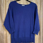 Garnet Hill  Royal Blue 100% Cashmere Dolman 3/4 Sleeve Sweater Top M Flawed Photo 0