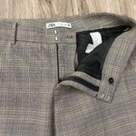ZARA Check Plaid High Waisted Stretch Cigarette Brown Trousers Pants Size 6 Photo 5