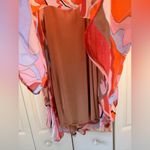 Vibrant Multicolor Cold Shoulder coverup Dress with nude slip inside size L Red Size L Photo 2
