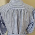 Ralph Lauren POLO Linen Shirt Dress Blue Striped Waist Tie 0 Casual Beachy Photo 7
