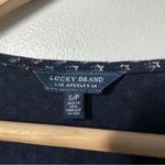 Lucky Brand  Blouse Side Tie Wrap Top V Neck Navy‎ Blue Bohemian Women’s Small Photo 1