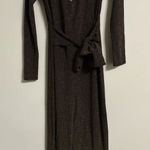 Lulus  Black Gold Long Sleeve Jumpsuit V Neck Wide Leg Belted New Years Small Photo 0