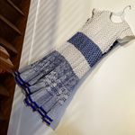 Blue and White Patterned Dress Size XL Photo 8