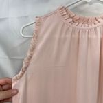 Loft  women's peach ruffle hem high neck sleeveless lightweight knit blouse XS Photo 1