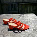Schutz New Olly Mid Block Nappa Bright Orange Leather Sandal size 5.5 Photo 8