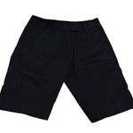 Adidas  Stretch Mid Rise Bermuda Shorts Solid Black Size 4 Pockets Zip Closure Photo 0