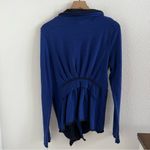 Free People Edgy Striped Waterfall Front Blue Black Stripe Zipper Sweater Photo 2