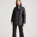 Quince  Featherless Quilted Long Puffer Jacket Womens XL Black Zip Front Photo 1