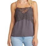 All in Favor NWOT  Lace Trim Cami Tank Top Grey Small double lined front Photo 0