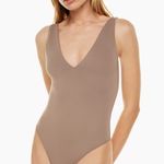 Aritzia Babaton Taupe V-Neck Seamless Bodysuit Photo 0