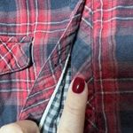 Miss Me  Womens Plaid Flannel Shirt Red Navy Long Sleeve Button Up Size S Photo 7