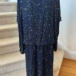 Patra Navy Beaded Silk Draped Scoop Neck Cocktail Dress Blue Size 20W Photo 0