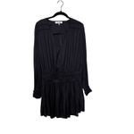 Frame Black Pleated Long Sleeve V Neck Mini Dress Size Small Photo 3