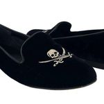 Jon Josef Black Velvet Gatsby Embroidered Skull Flat Loafers Shoes Size 7.5 Photo 5
