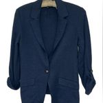 Banana Republic  Silk Blend Unstructured Knit Sweatshirt Blazer, Navy Blue Sz S Photo 0