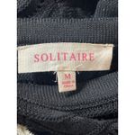 Solitaire Black Crochet Knit Short Flutter Sleeve Crop Sweater Blouse Top Size M Photo 4