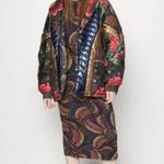 Farm Rio 💕💕 Black Wild Bananas Metallic Reversible Puffer Jacket Large L NWT Photo 9