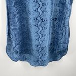 ACROBAT Tunic Top Extra Small 100% Silk Blue Snakeskin Snake High Side Slits S/S Size XS Photo 10