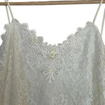 Vintage Shadowline Ivory Lace Slip Dress Gown Spaghetti Straps Flower Small White Photo 4