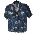 Van Heusen Womens Hawaiian Aloha Shirt Floral Blue M Photo 0