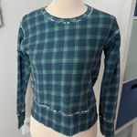 Frank & Eileen  Women's Blue Green Holiday Plaid Long-sleeved Tee Sweatshirt XS Photo 0
