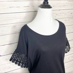 a.n.a Black Crochet Lace Trim T-Shirt Top Size Large Boho Casual Photo 3