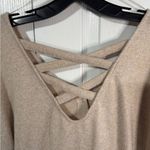 Absolutely Famous  beige button up knot cross back sweater size 3XL Photo 7