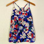 J.Crew Red White Blue Floral Halter Silky Tank Top Patriotic Summer Camisole Photo 0