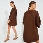 Tuckernuck Tahlia Embroidered Mini Dress XXS Brown Kimono Sleeve NWT Boho Chic Photo 3