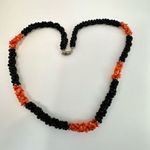 Black onyx beaded and coral long twisted necklace Photo 6