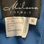 Milano Formals Size 16 Long Blue Chiffon Beaded Prom Dress Formal Gown Photo 5