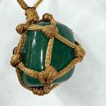 Green Color Stone Necklace in Netted Cord Unisex One Size Casual Cord Photo 2